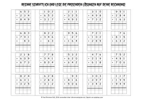 Vorschau - Arbeitsblätter - Rechenpuzzle Halloween - schriftliche Addition mit drei Summanden (ZR 10.000) - Seite 3