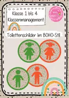 Vorschau - Poster - Klassenmanagement im Boho-Stil - Toilettenschilder zum Umdrehen - Deckblatt