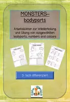 Vorschau - Arbeitsblätter - ENGLISCH Sequenz Body parts (numbers, colours) Einführung, Wiederholung und Sicherung Bundle - Seite 1