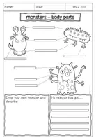 Vorschau - Arbeitsblätter - ENGLISH Body Party monsters Arbeitsblätter colors and numbers - Seite 3