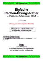 Vorschau - Arbeitsblätter - Einfache Rechen-Übungsblätter - Platzhalteraufgaben im ZR von 0 bis 5 (nur die mittlere von 3 Differenzierungsstufen) - Deckblatt