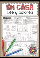 Vista previa - Hojas de trabajo - EN CASA - Lee y colorea (2 niveles de diferenciación) - Portada