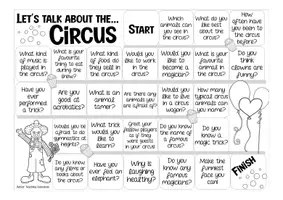 Aperçu - Jeux - LET´S TALK ABOUT THE CIRCUS - boardgame English / Anglais for speaking activities / conversation classes - Page 2