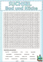 Aperçu - Feuilles d'exercices - Jeu de recherche "Bad und Küche - Wohnen" Allemand - Page de couverture