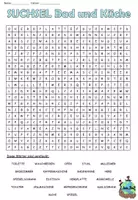Aperçu - Feuilles d'exercices - Jeu de recherche "Bad und Küche - Wohnen" Allemand - Page 1