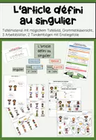 Vorschau - Arbeitsblätter - Article défini au singulier-Bestimmter Artikel im Singular - Deckblatt