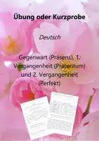 Vorschau - Arbeitsblätter - Übung/Kurzprobe: Gegenwart, 1. und 2. Vergangenheit (Deutsch) - Deckblatt