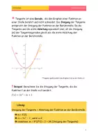 Vorschau - Arbeitsblätter - Tangentengleichung mit Beispielen und Lösungen - Deckblatt