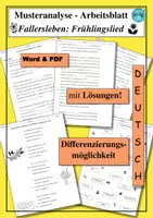 Vorschau - Arbeitsblätter - Gedichtanalyse - Muster Fallersleben Frühlingslied - als PDF & Word - Deckblatt
