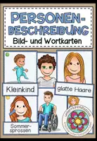Vorschau - Bildkarten - Personenbeschreibung / Personen beschreiben – Deutsch, Bildkarten, Wortkarten, Körpermerkmale, Adjektive, Wortschatz, DaF, DaZ | Lernkarten, Klasse 3, 4, 5, Grundschule, Sekundarstufe - Deckblatt