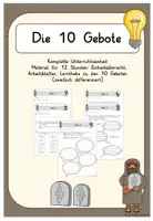 Vorschau - Unterrichtsreihen - Die 10 Gebote - Unterrichtseinheit inkl. Lerntheke (zweifach differenziert) - Deckblatt