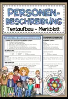Vorschau - Merkblätter - PERSONENBESCHREIBUNG - Textaufbau (Merkblatt) - Deckblatt