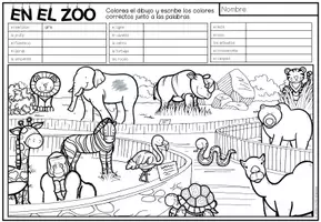 Vista previa - Manualidades / Dibujos para colorear - EN EL ZOO - Lee y colorea (2 niveles de diferenciación) - página 2