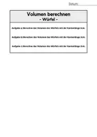 Vorschau - Arbeitsblätter - Volumenberechnung | Übungsaufgaben (Würfel, Quader, Dreiecksprisma und Zylinder) - Deckblatt