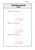 Vorschau - Arbeitsblätter - Oberflächeninhaltberechnung | Übungsaufgaben (Würfel, Quader, Dreiecksprisma und Zylinder) - Seite 3