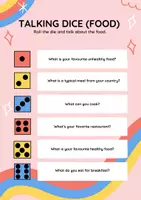 Vista previa - Juegos / Gamificación - Talking dice (food) conversation, kids, ESL, brain break - Portada