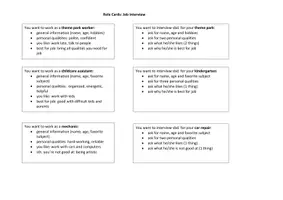 Vorschau - Aufgabenkarten - Role cards - job interview - Deckblatt