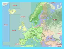 Vorschau - Poster - Europakarte. UTC Zeitzonen in Europa - Deckblatt