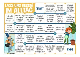 Vista previa - Unidades / Secuencias / Situaciones de Aprendizaje - Tagesablauf und Alltag - Brettspiel Deutsch / Aleman / DAZ - Sprechanlässe "Lass uns reden!" - página 1