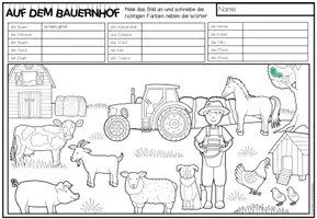 Vista previa - Hojas de trabajo - AUF DEM BAUERNHOF - Lesen und Malen (2 niveles de diferenciación) - página 2