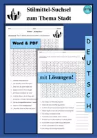 Vorschau - Arbeitsblätter - Großstadtlyrik: Suchsel Stilmittel - als PDF & Word - Deckblatt