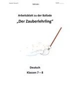 Vorschau - Arbeitsblätter - Deutsch 7 Balladen Arbeitsblatt zu Der Zauberlehrling (2) - Seite 1