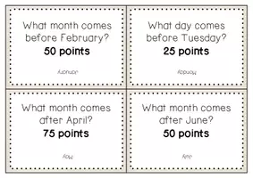 Vista previa - Juegos / Gamificación - Days and Months QUESTIONS CARD GAME - página 2