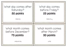 Vista previa - Juegos / Gamificación - Days and Months QUESTIONS CARD GAME - página 3