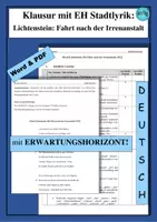 Vorschau - Klassenarbeiten - Klausur mit EH Stadtlyrik Expressionismus (Lichtenstein) - als PDF & Word - Deckblatt