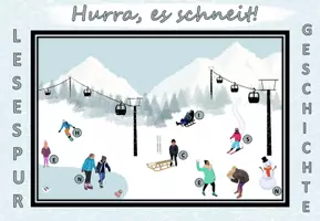 Aperçu - Feuilles d'exercices - Histoire de la lecture niveau 1 "Hurra, es schneit!" Allemand - Page 1