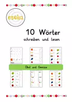 Vorschau - Arbeitsblätter - 10 Wörter schreiben und lesen. Obst und Gemüse - Deckblatt