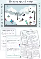 Aperçu - Feuilles d'exercices - Histoire de la lecture niveau 2/3 "Hurra, es schneit!" Allemand - Page de couverture