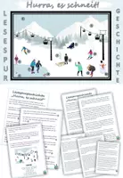 Aperçu - Feuilles d'exercices - Histoire de la lecture niveau 3/4 "Hurra, es schneit!" Allemand - Page de couverture