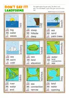 Vista previa - Juegos / Gamificación - landforms / nature / habitats vocabulary game English / ESL / Inglés "Don´t say it" - página 1