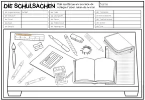 Vista previa - Hojas de trabajo - SCHULSACHEN - Lesen und Malen (2 niveles de diferenciación) - página 2