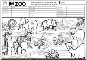 Vista previa - Hojas de trabajo - IM ZOO - Lesen und Malen (2 niveles de diferenciación) - página 2