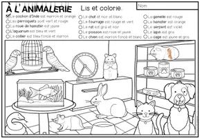 Vista previa - Manualidades / Dibujos para colorear - À L’ANIMALERIE - Lis et colorie (2 niveles de diferenciación) - página 1