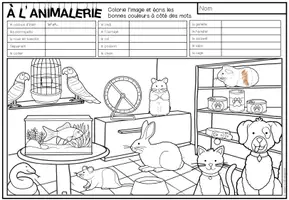 Vista previa - Manualidades / Dibujos para colorear - À L’ANIMALERIE - Lis et colorie (2 niveles de diferenciación) - página 2