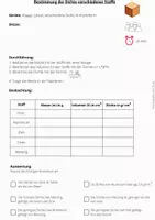 Vorschau - Fördermaterial/Inklusion - Dichte bestimmen von 5 Stoffen in Würfelform + Lösungen - Deckblatt