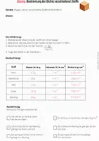 Vorschau - Fördermaterial/Inklusion - Dichte bestimmen von 5 Stoffen in Würfelform + Lösungen - Seite 1