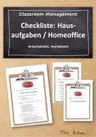 Vorschau - Anderer Materialtyp - Merkblatt: Checkliste -Hausaufgaben / Homeoffice - Deckblatt