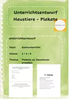 Vorschau - Stundenentwürfe - Materialpaket Haustiere Unterrichtsentwurf + Material - Deckblatt