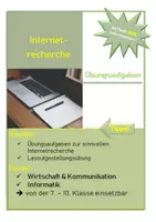 Vorschau - Stundenentwürfe - Internetrecherche Übungsaufgaben - Deckblatt