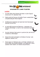 Vorschau - Spiele - Sachtext Entstehung von Halloween - Deckblatt