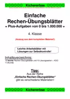 Vorschau - Stationenlernen - Einfache Rechen-Übungsblätter - Additionsaufgaben im ZR von 0 bis 1.000.000 (nur die leichte von 3 Differenzierungsstufen) - Deckblatt