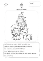 Vorschau - Arbeitsblätter - Lesen und Malen Märchen / differenziert / Prinzessin & Einhorn - Seite 1
