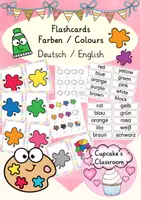 Vista previa - Refuerzo / NEE / Materiales de apoyo - Inglés y Aléman - tarjetas con imagénes - colores - Flashcards English: colours - Deutsch: Farben - Portada