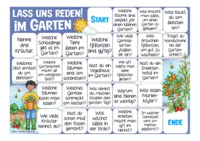 Vista previa - Juegos / Gamificación - im Garten - Brettspiel "Lass uns reden!" Deutsch in der Grundschule und DAZ - Sprechanlässe - página 1