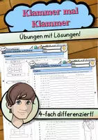Vorschau - Arbeitsblätter - Klammer mal Klammer - Übungsblatt mit Lösungen (4-fach differenziert) - Deckblatt
