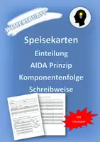 Vorschau - Arbeitsblätter - Speisekarten - Einteilung, AIDA Prinzip Komponentenfolge Schreibweise mit Lösungen - Deckblatt
